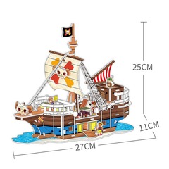 New Paper 3D Puzzles Pirate Ship Model DIY Night Market Supply Children's Handicraft Toys Wholesale