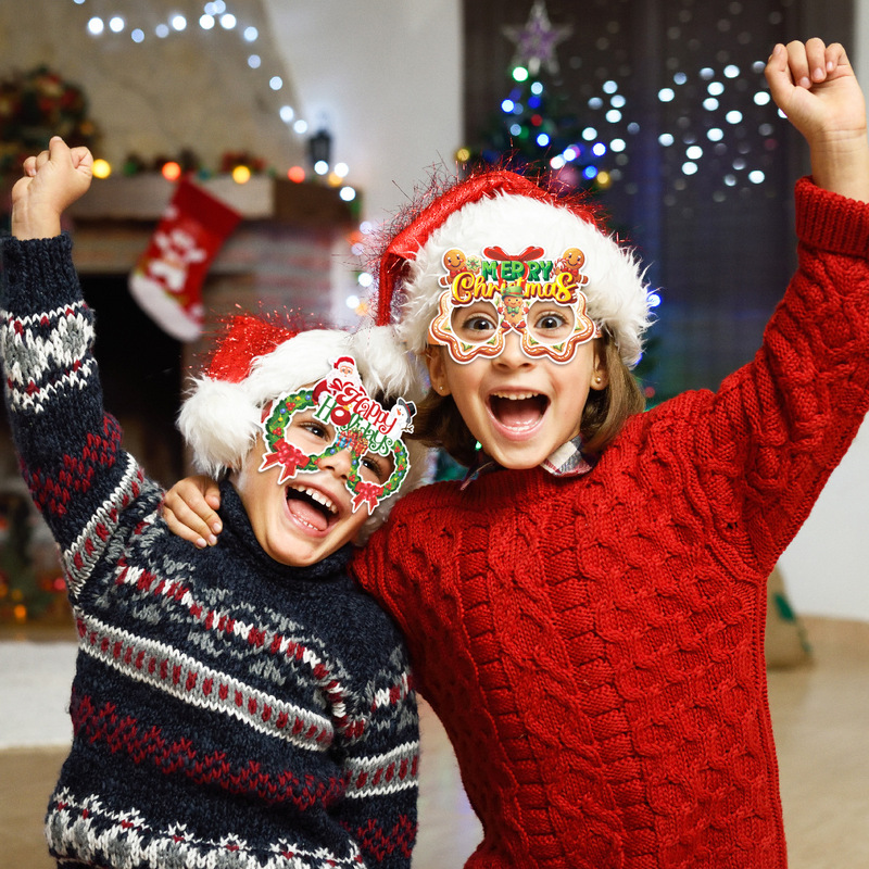 2024年クリスマスパーティー用おもしろ写真小道具 紙製メガネ クリスマスイブパーティーメガネデコレーション Amazon|undefined