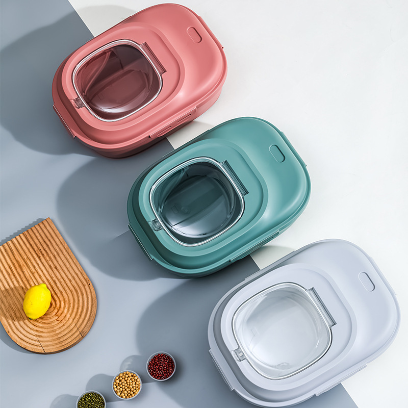 Kitchen foldable storage rice storage bucket, transparent sealed 50 catties miscellaneous grain rice bucket, household moisture-proof and insect-proof 30 catties rice box