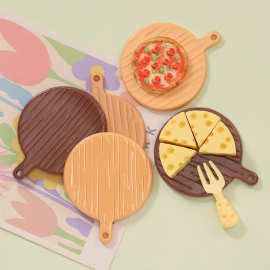 创意仿真披萨托盘篮子纸箱 diy微缩食玩收纳造景娃屋树脂饰品摆件