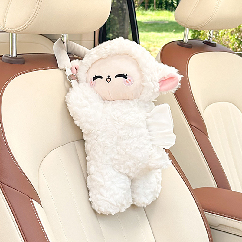 かわいい子犬の車載ティッシュボックス、吊り下げ式クリエイティブな車用ティッシュボックス、ティッシュバッグ、漫画風車内装飾品|undefined