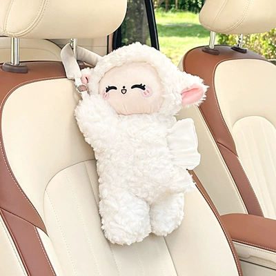 Car tissue box/set — Puppy Car Tissue Box Hanging - plush-hanging-tissue-box-lamb