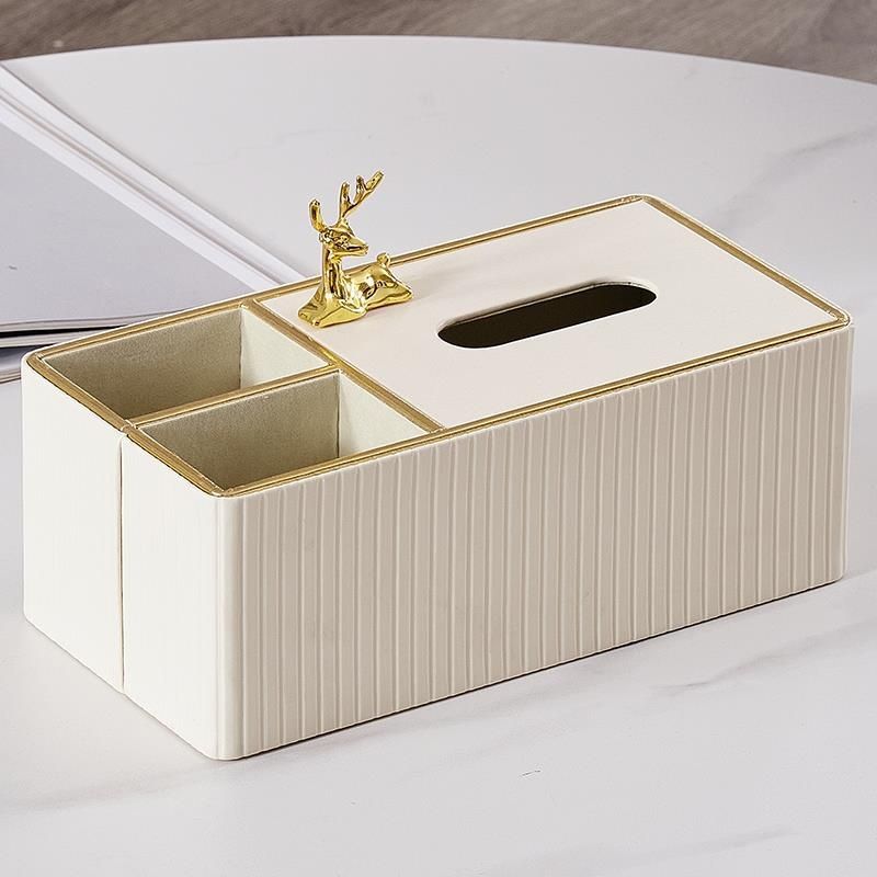 Sala de estar minimalista moderna, control remoto multifuncional, caja de pañuelos, mesa de comedor de lujo ligera para el hogar, mesa de centro, caja de dibujo de papel, decoración floral