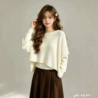 2026秋冬新款斗篷针织衫披肩上衣女韩式气质优雅宽松百搭针织衫