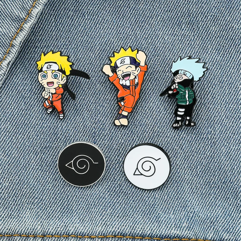 Naruto, японская металлическая брошь-мультфильм, значок, милый аксессуар