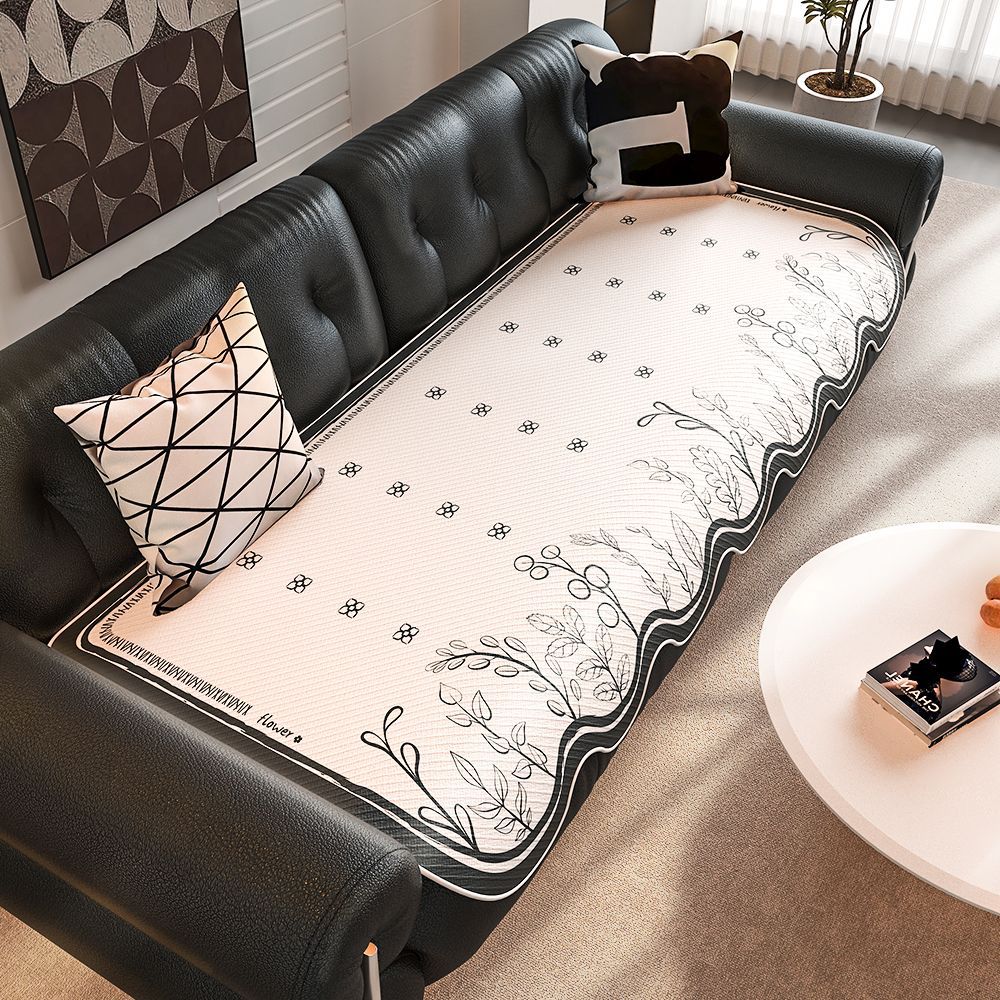 Cojín de sofá de seda de hielo de verano para uso de verano 2025 nuevo cojín de alfombra de sofá de verano, tela de cubierta de cojín antideslizante fijo