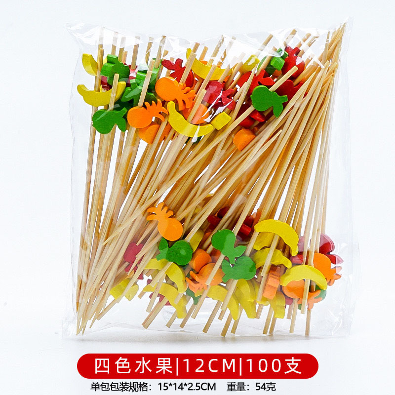 12CM un solo uso de frutas de bambú marca de cóctel creativa marca de frutas de bocadillos KTV arte marca de dientes fabricantes