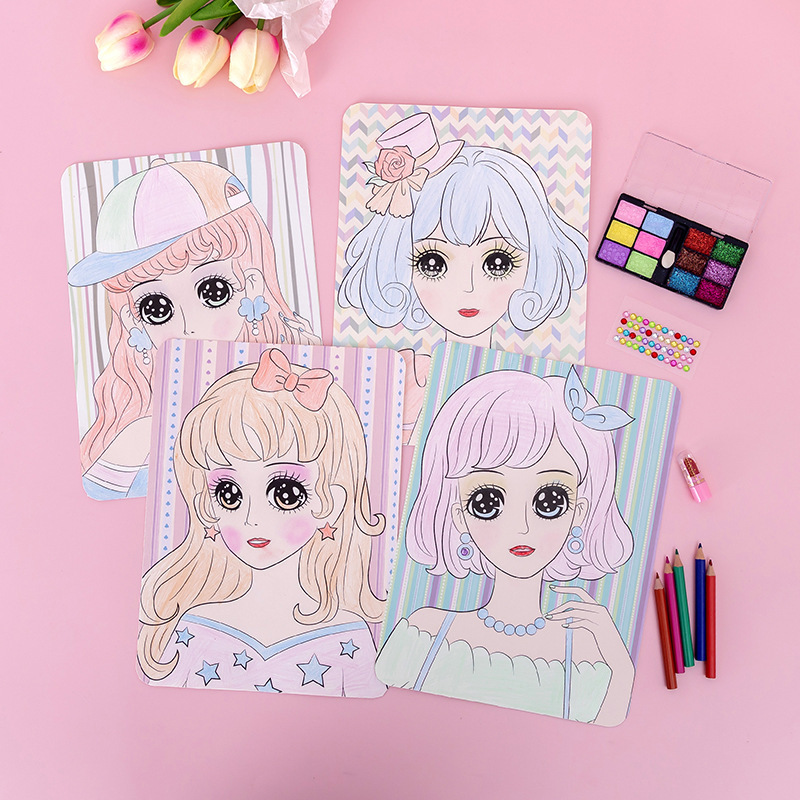 Wholesale Ugly Duckling DIY Hand-painted Girl Painting, Makeup, Drawing Book, Coloring Lipstick Children's Cosmetics Painting Toy