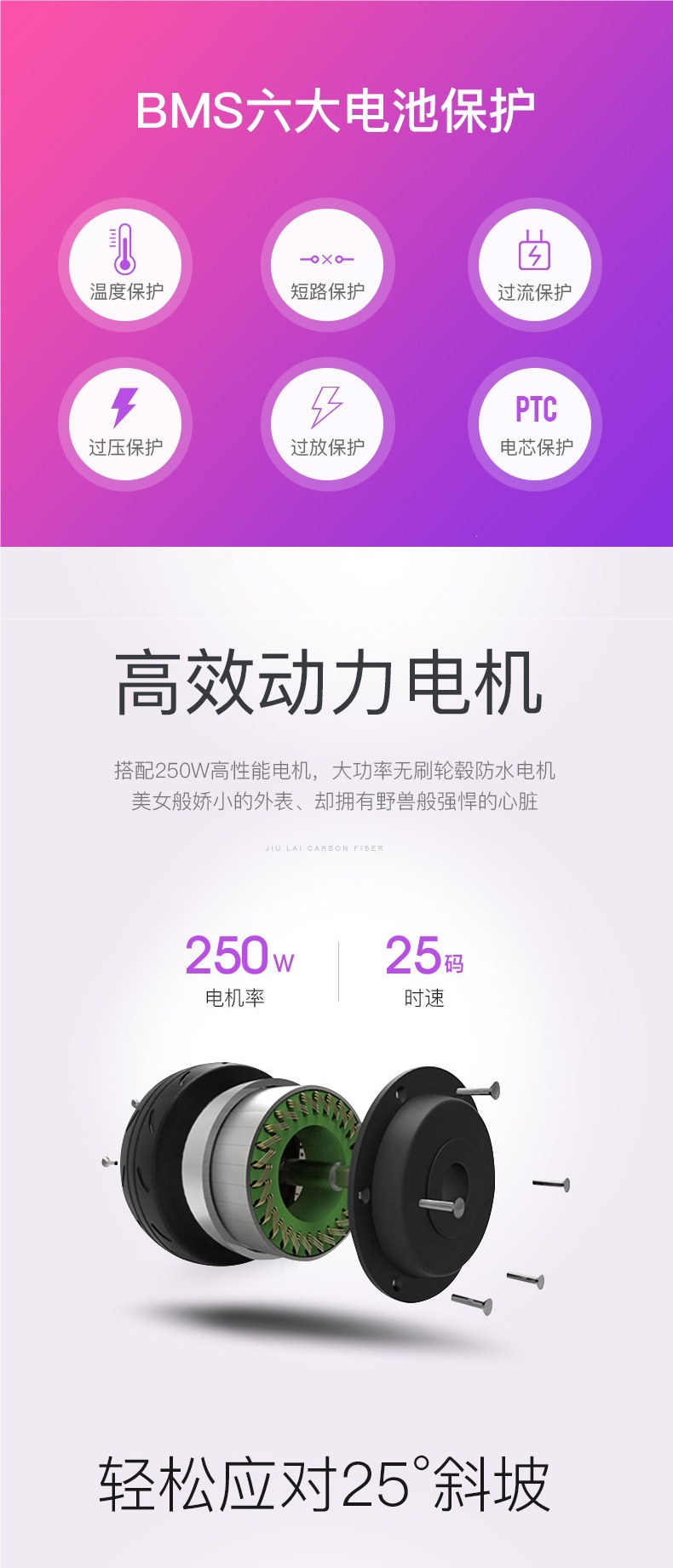 JiuLai carbon fiber electric scooter, foldable electric vehicle for adults, two-wheeled mini electric scooter for personal transportation