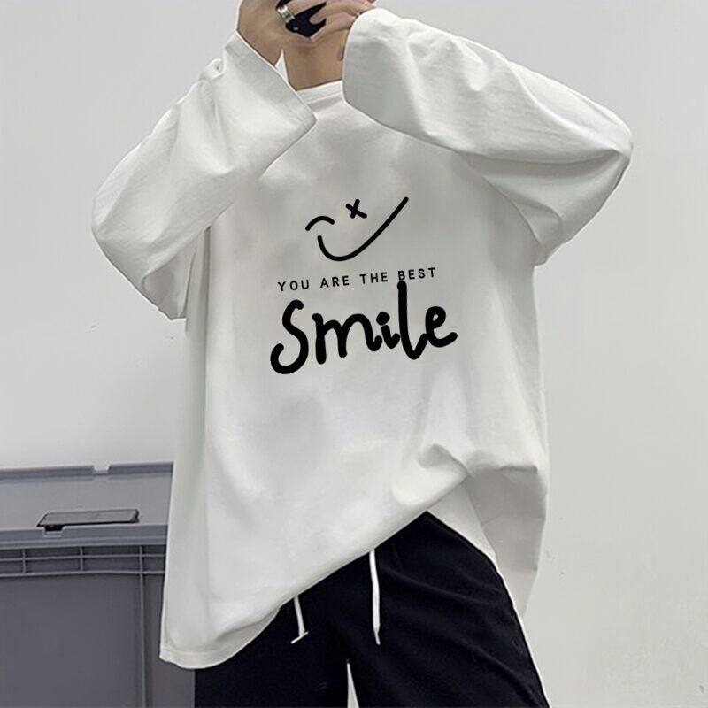 Long-Sleeve Men's Trendy Loose Korean-Style Sweatshirt Hong Kong Style T-Shirt Ins Fashion Spring and Autumn Jacket Trendy Brand Base Shirt Top Clothing