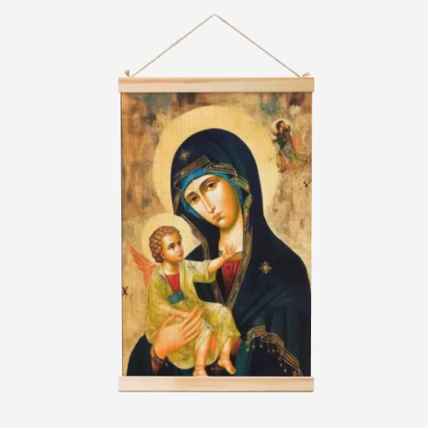 Guadalupe Nuestra Señora de la fábrica de carteles de rollo de madera sólida cuelga pinturas de comercio exterior suministro de almacenamiento Temu