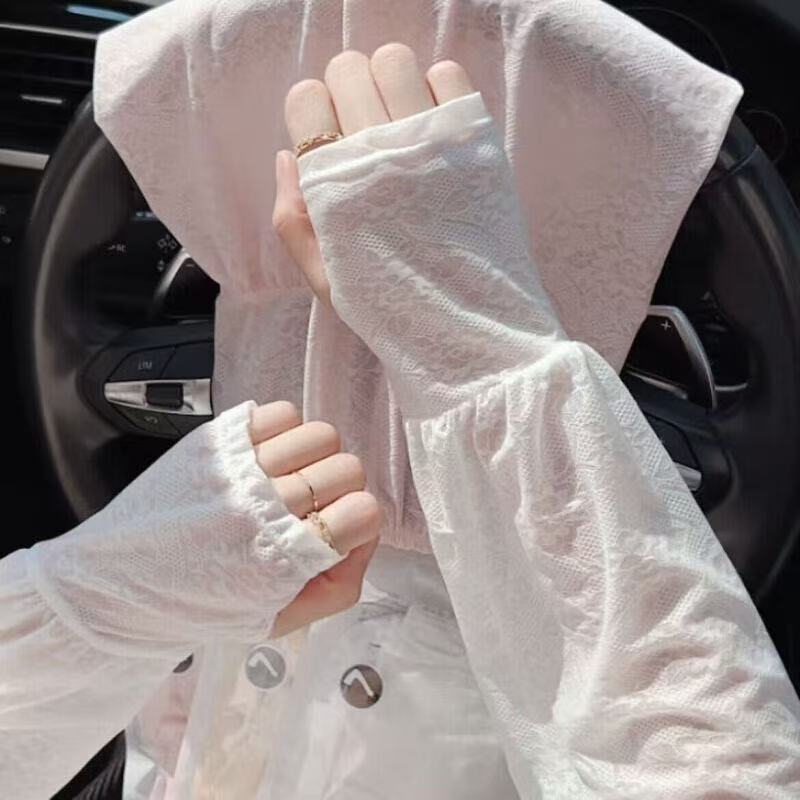 夏のレースの優しい妖精スタイルの日焼け止めアイススリーブ薄い運転屋外日焼け止めルーズスリーブ女性のアイスシルクスリーブ|undefined