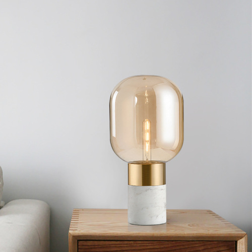 Modern Nordic Minimalist Creative Designer Bedroom Bedside Study Living Room Dining Room Lamp Marble Glass Table Lamp