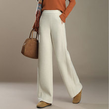百搭高腰羊毛呢阔腿裤女2025年秋冬加绒加厚显瘦直筒垂感休闲裤女