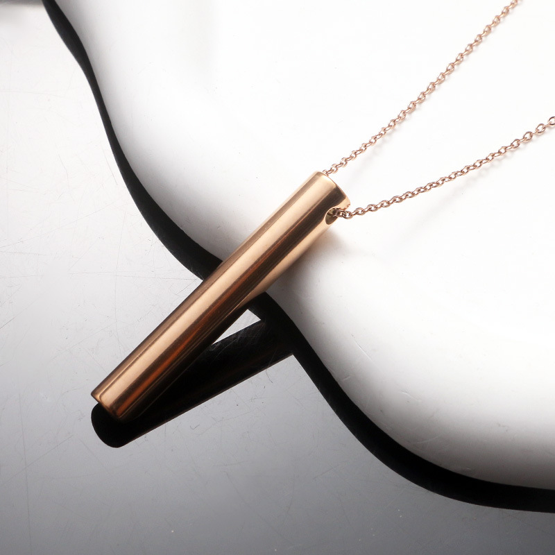 Titanium steel whistle-rose gold/rose gold thin o-zi chain 45+5cm