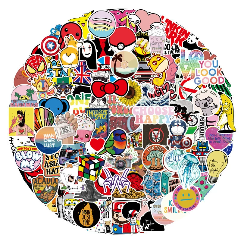 Sticker Pack City Style Graffiti — PVC Printed, 100 Unique Patterns, Assorted A–J Sets