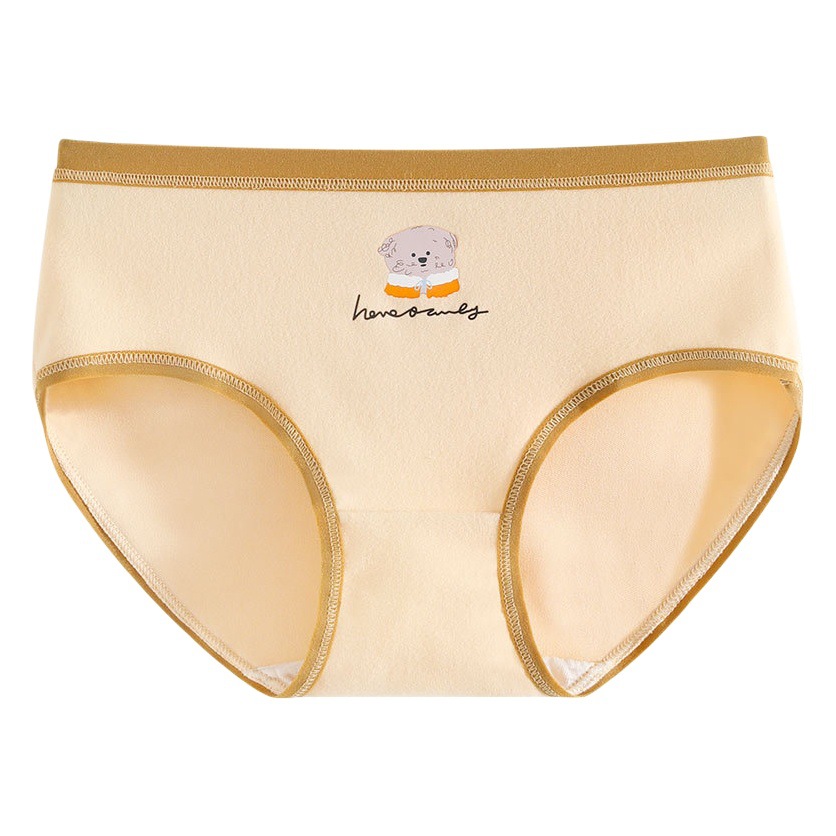 Algodón de las mujeres entrepierna transpirable lindo mediados de la cintura cepillado de la muchacha del triángulo de la muchacha sin costura de la muchacha del otoño y el invierno