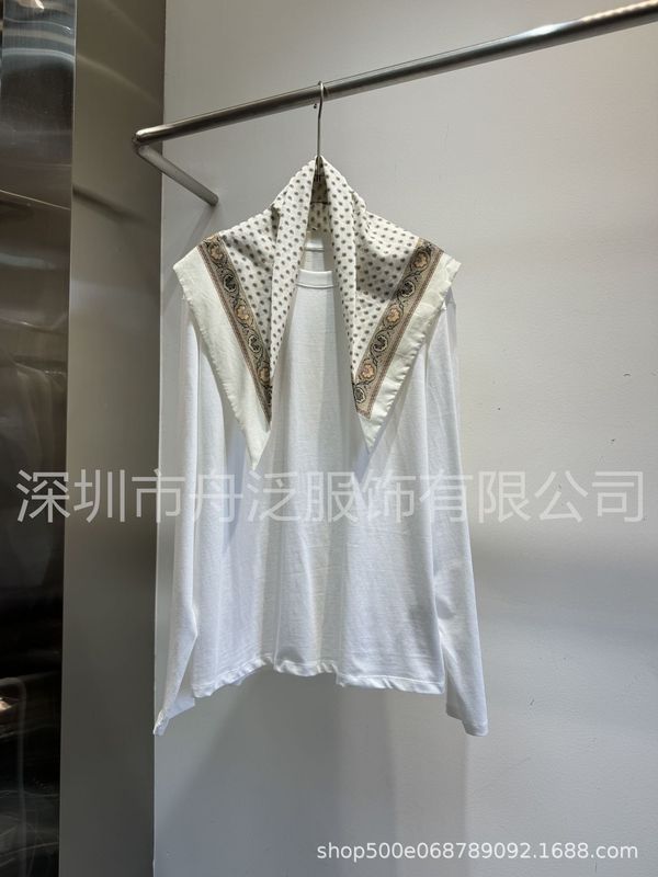 南油高品2025夏季新款腰果小方巾百搭100棉时尚圆领T恤一件代发|undefined