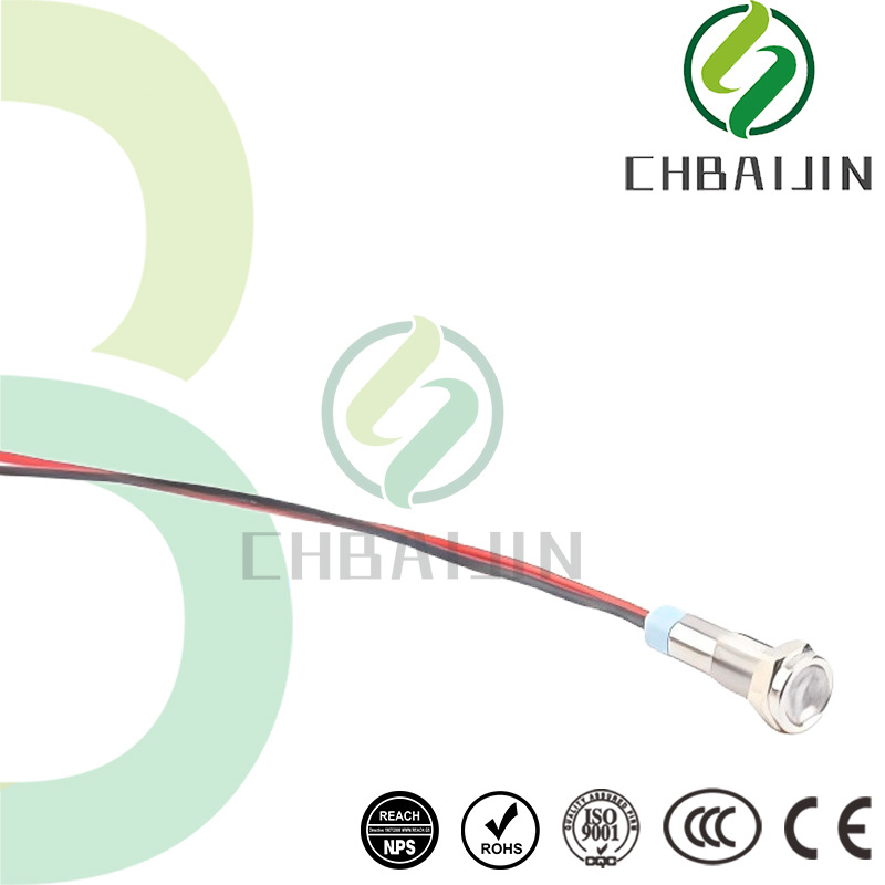 19MM22MM25MM28MM高平头按钮开关自锁自复位6MM白色指示灯焊线