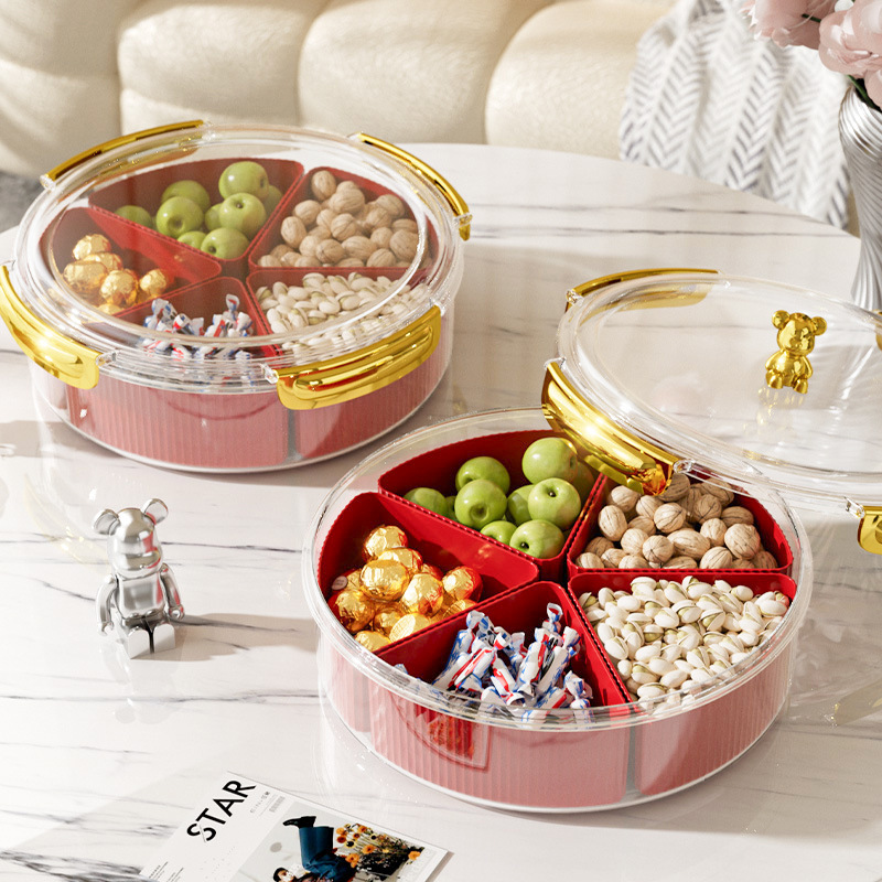 Fruit Tray Living Room Coffee Table Household Sealed Moisture-proof High-value Fruit Tray Dried Fruit Tray Chinese-style New Year Snack Tray