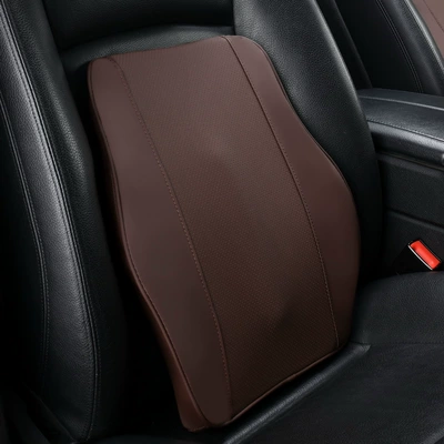 Car Lumbar Support, Car Seat, Headrest - leather-lumbar-support-gentleman-brown