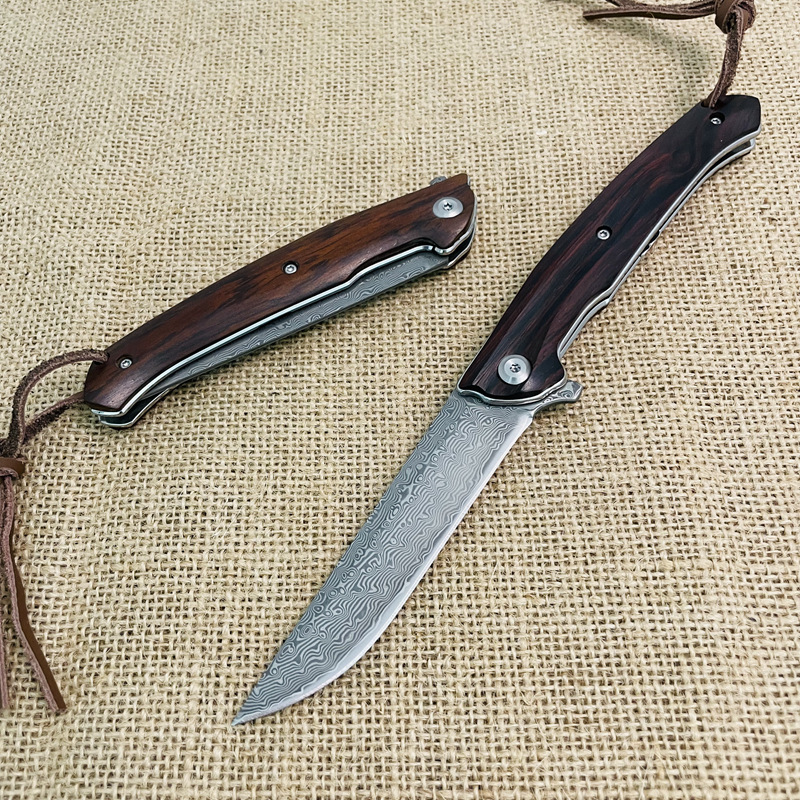 Damasco de acero VG10 cuchillo de carne de mano cuchillo afilado portátil al aire libre cuchillo multifunción cuchillo de fruta