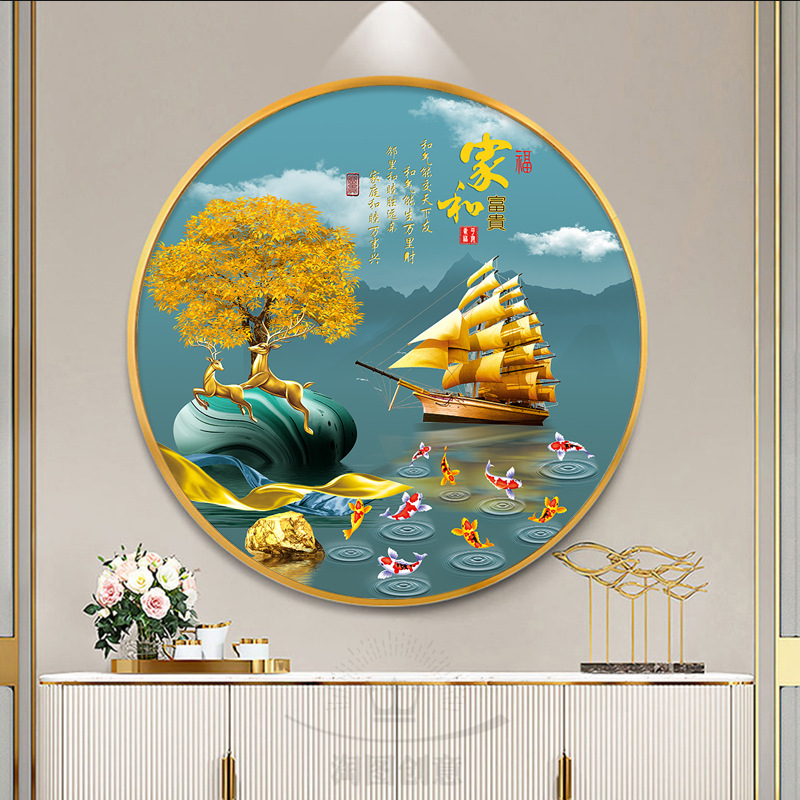 Nueve peces cuadros redondos porche pinturas decorativas lujosas pasillo fantasía pasillo comedor pinturas colgadas fondo de sofá sala de estar