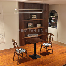 实木咖啡店桌椅组合网红复古西餐厅甜品店烘焙店商用餐饮桌子椅子