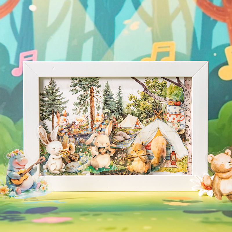 Hermoso día serie de conciertos de animales paisajismo PET pegatinas 6 lindo material de decoración de bricolaje base