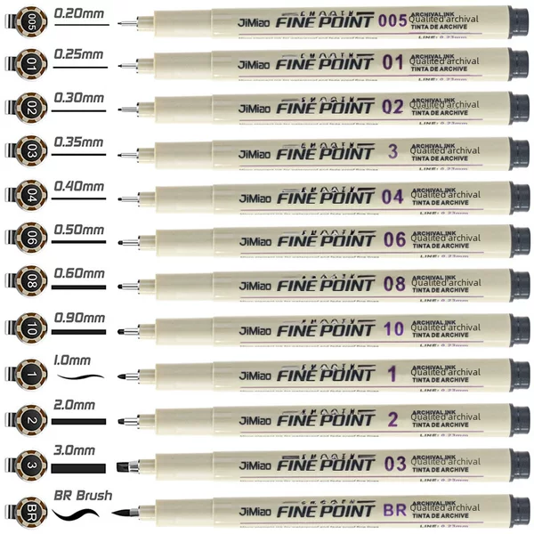 Amazon Hot Selling Needle Pen 12 Line Drawing Pen Water Drawing Pen Needle Pen Cartoon Sketching Pen