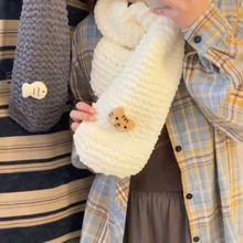 小鱼小猫围巾编织材料包自织围巾手工diy粗毛线送女友礼物冰条