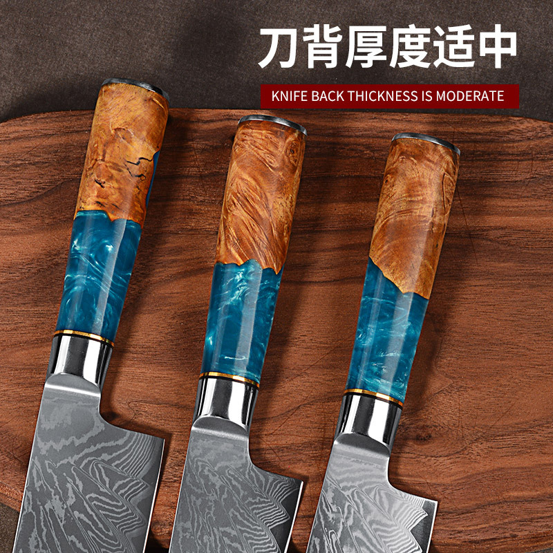 Damasco cuchillo conjunto resina estable madera afilado Cuchillo de cocina cuchillo de corte de carne sushi sashimi cuchillo de cocina Chef