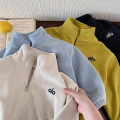 奶油羊驼绒加厚卫裤新款中小童时髦洋气百搭休闲裤韩版运动裤套装