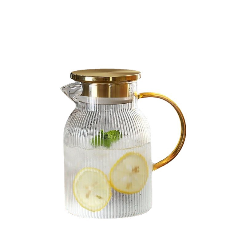 Cubierta de oro vertical con mango casera de bebidas de jugo de gran capacidad vidrio de alto silicio de silicio simple fría hervir hervidor de agua fría image 6