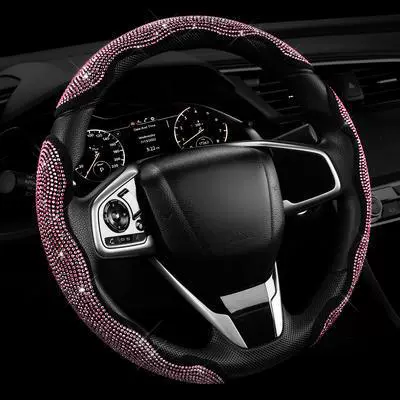 Steering wheel cover, Steering Wheel Clip-On Cover, Fashionable - pink-diamond-pack-of-3-38cm