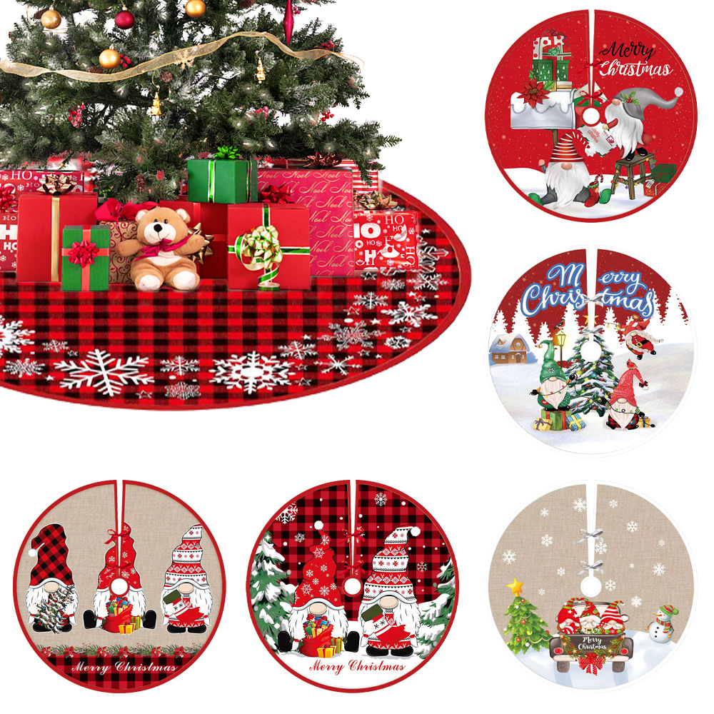 Navidad vacaciones decoraciones dibujos animados impresión patrón lindo 90cm muñeca árbol Navidad falda inferior delantal vestido arriba