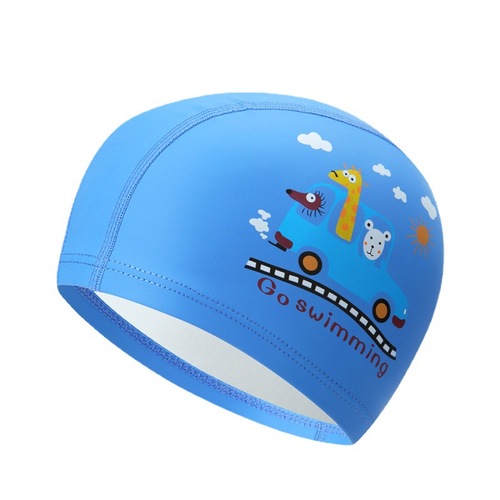 New style children's swimming cap, cartoon fashion PU waterproof ear protection student swimming cap for boys and girls, equipment wholesale