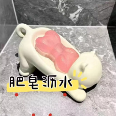 沥水肥皂盒家用塑料香皂盒卫生间洗手台洗漱台猫咪实用浴室摆件