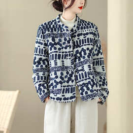 实拍麻棉大码女装冬季新款中国风老布禅意夹棉加厚棉衣服外套上衣