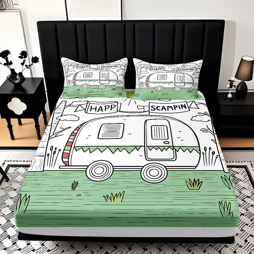 Camping 3D impresión digital cama textil casera Kits fabricantes de ropa de cama suministro directo transfronterizo modo JIT Temu
