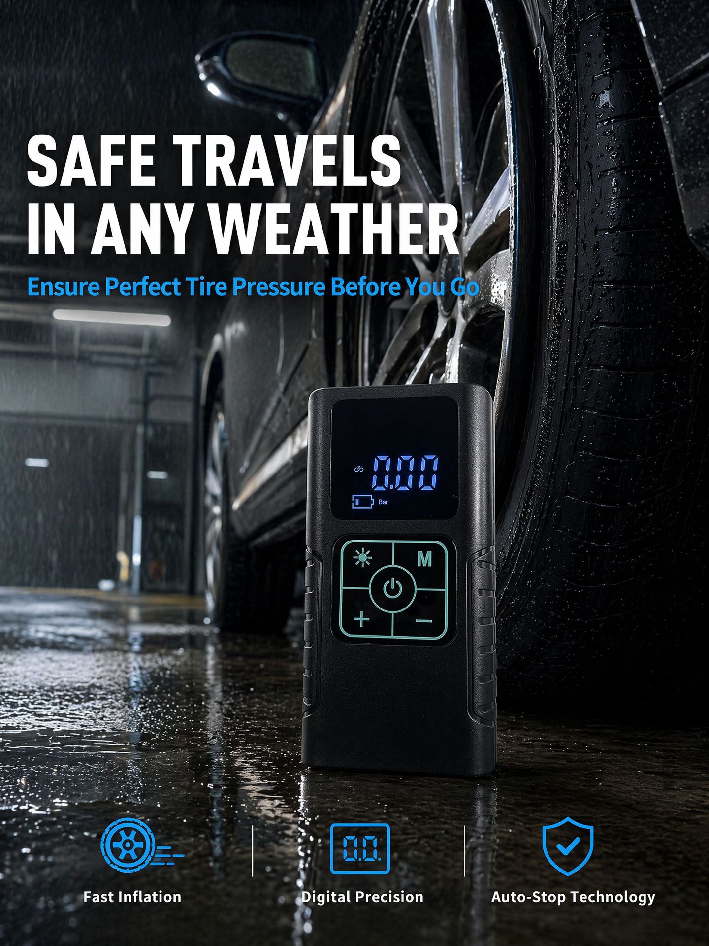 Dual-Bar Pump Car High-Pressure Lithium Battery Portable Wireless High-Power Tire Inflator for Car Tires