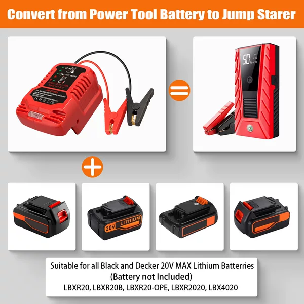 Factory direct car emergency lighter suitable for 18-20V tool lithium battery emergency start outdoor power supply