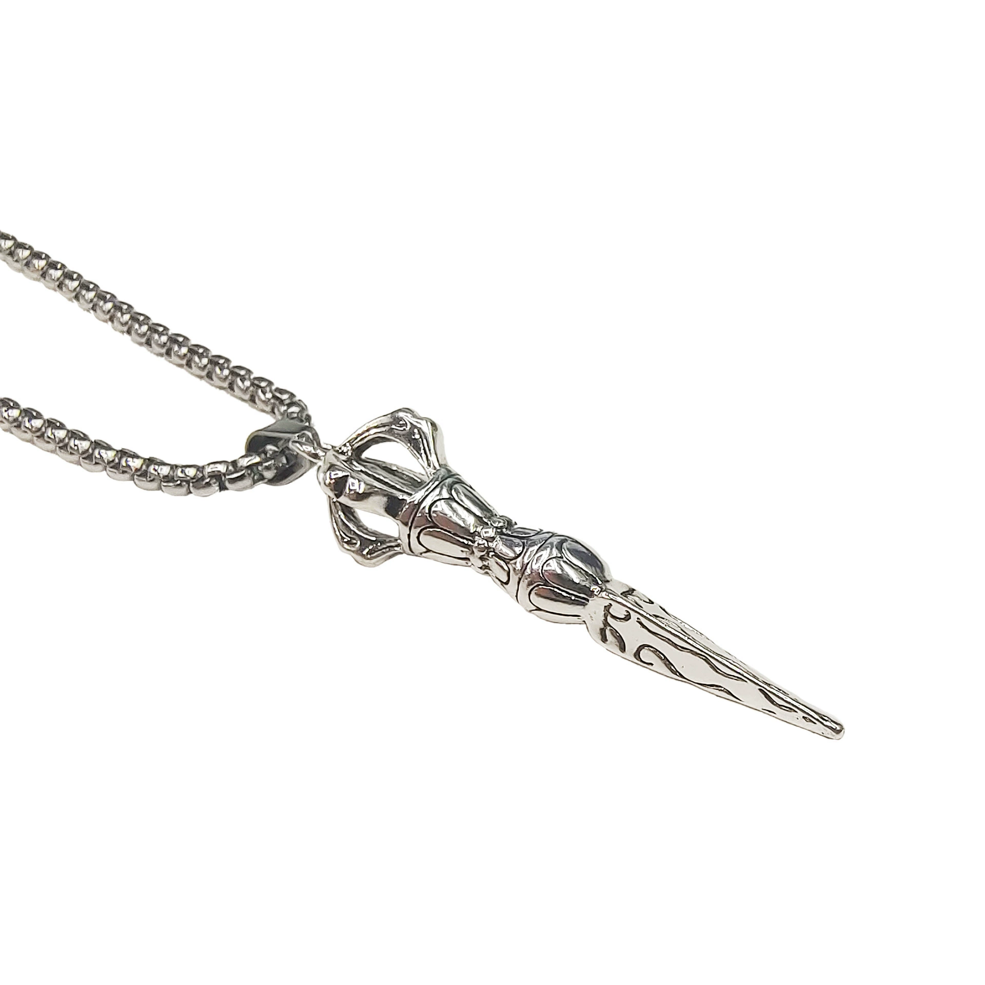 Necklace, men's metal sweater, pendant stainless steel, internet celebrity, European style, wholesale