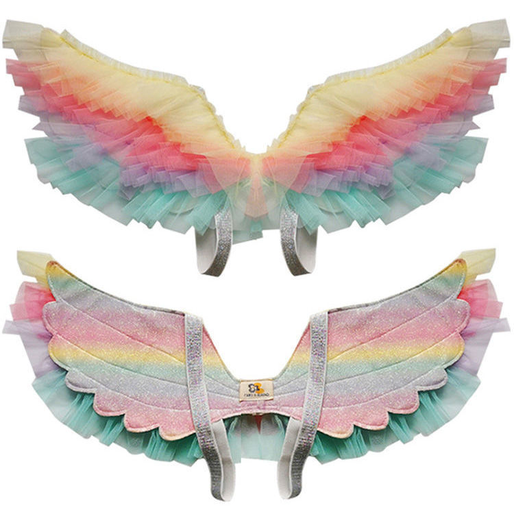 girl Rainbow Angel wings straps Female baby birthday gift children Performances loaded new pattern Rainbow wing Jacobs