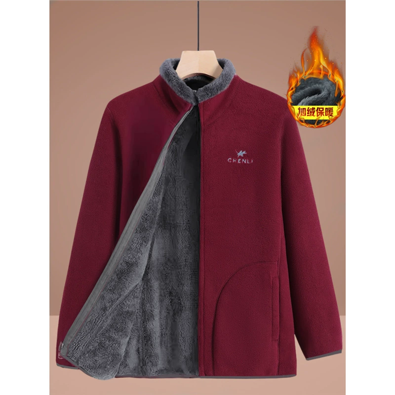 Флисовая куртка для женщин среднего и старшего возраста, свитшот из овечьей шерсти для мам, осенне-зимний флисовый топ для женщин среднего возраста, элегантный стиль