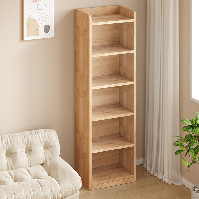 Pine Solid Wood Bookshelf Floor-Standing Storage Rack Living Room Wall Small Narrow Cabinet Home Children's Bookshelf Storage Cabinet Storage Cabinet