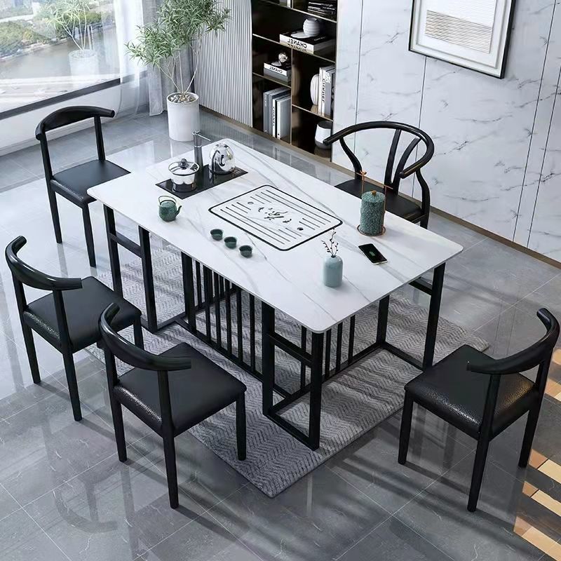 Mesa y silla de té de tabla de roca combinada hervidor de agua de oficina mesa de té moderna simple balcón kung fu set de té