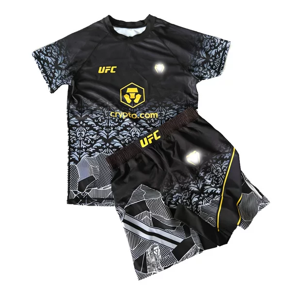 High-Elasticity Quick-Dry Ufc Fighting Suit Black and Gold Dark Pattern Anti-Abrasion Clothing Fighting Shorts Mma Sanda Training Set Outdoor Sports