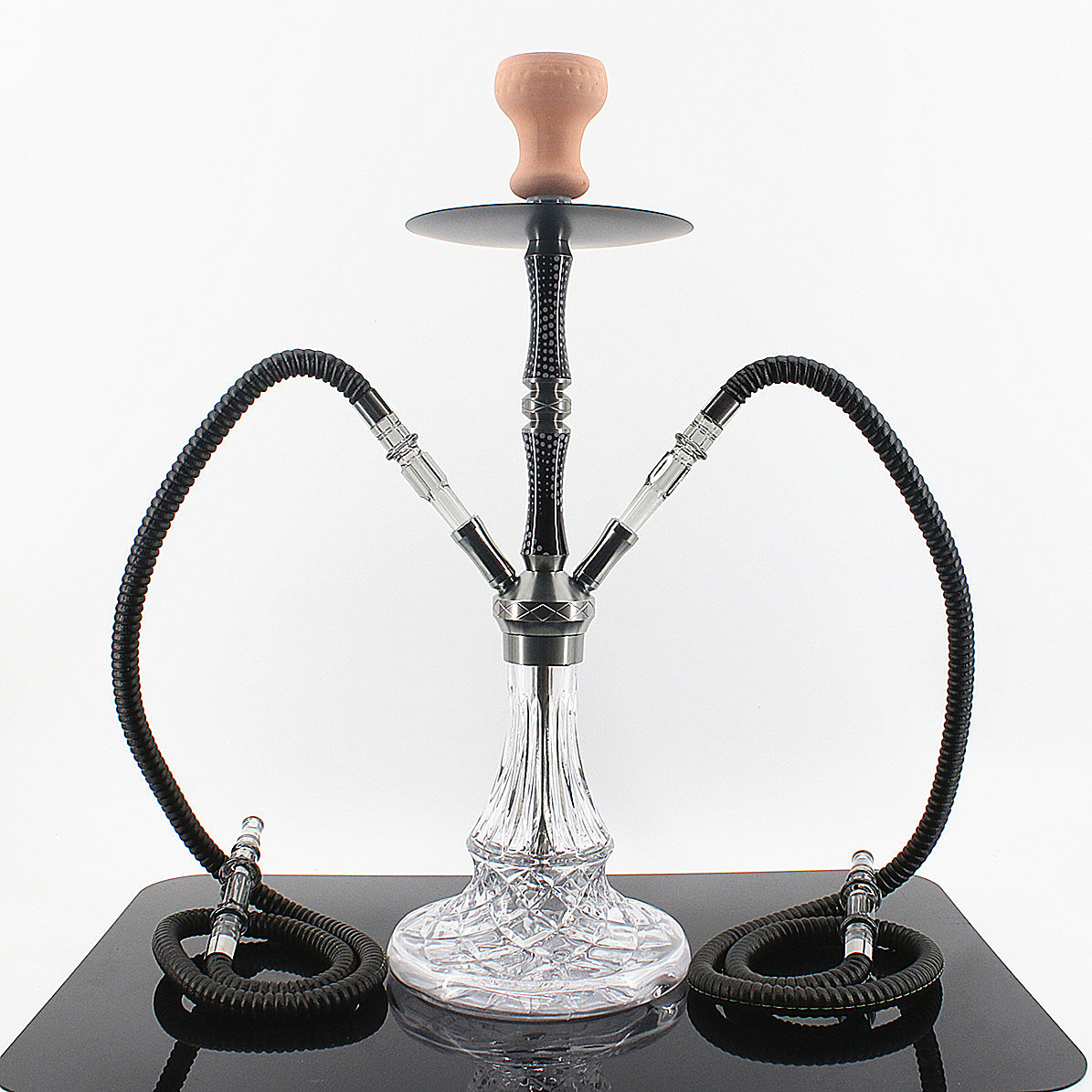 중형 이중관 검정색(빨간색 점토 연기 냄비) - 세트 없음