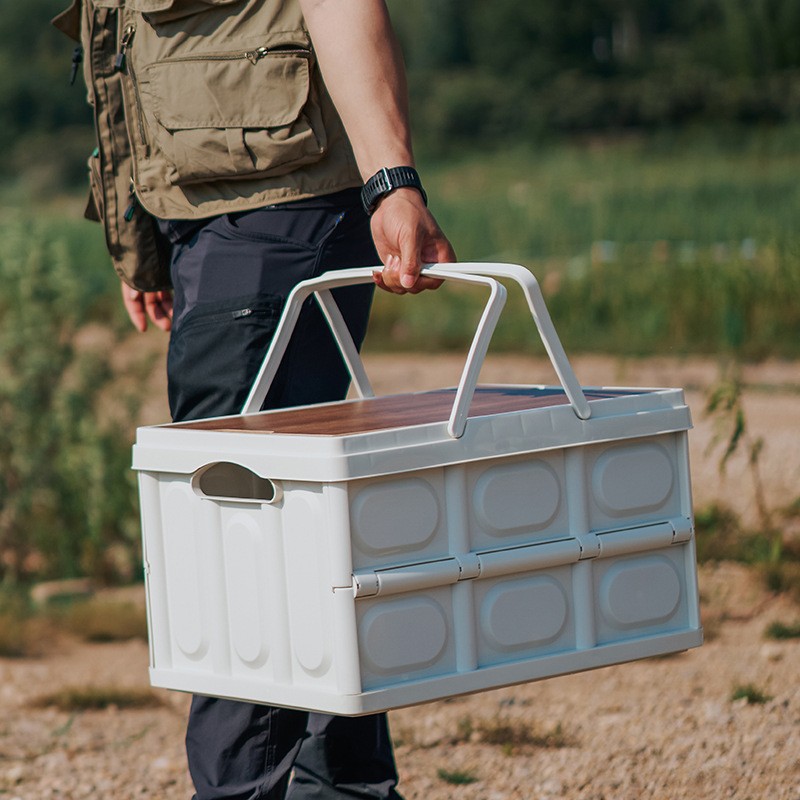 Outdoor portable storage box trunk household picnic handle folding box thickened camping car large storage box